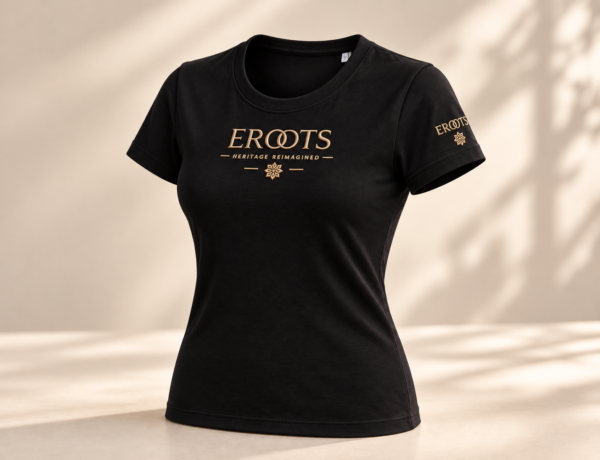 Elegáns fekete EROOTS póló Fekete EROOTS hímzett női póló